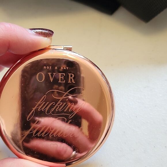 Best Wishes for You, birthday gift mirror compact, rose gold, "Not A Day Over" - Picture 2 of 3